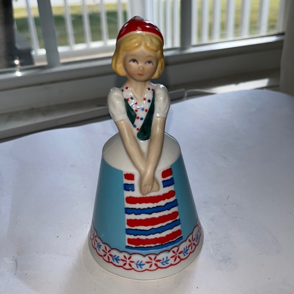 Vintage "Swedish Girl" Porcelain Hand Bell Schmid Brothers Inc. 5 1/2” - Picture 1 of 3